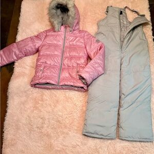 Pink and Gray Winter Jacket and Snow Pants Set